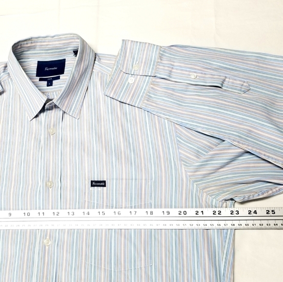 Faconnable Club Men's Pastel Stripe Multicolored Longsleeve Buttondown Shirt,  L - Picture 7 of 9